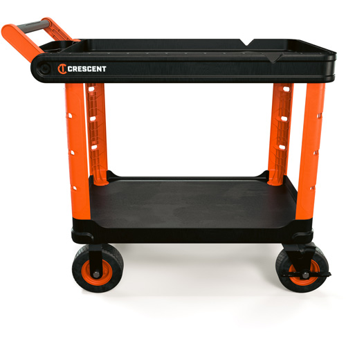 RAILWORKS 2-Shelf Industrial Utility Cart with 8" Casters, 47" L x 24-1/2" W x 37-4/5" H, Black/Orange Cantin et fils