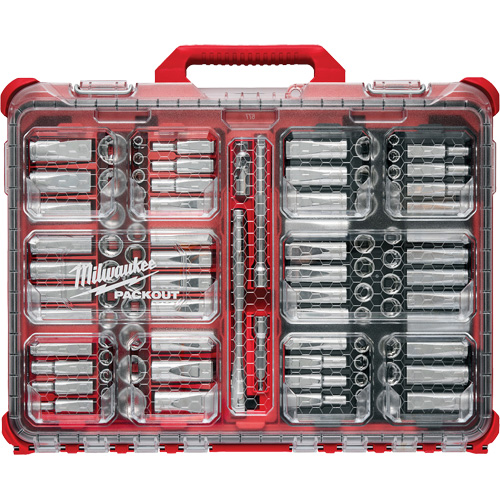 Metric/SAE Ratchet & Socket Set with PACKOUT Low-Profile Organizer, 98 Pcs, 3/8" Drive Size Cantin et fils