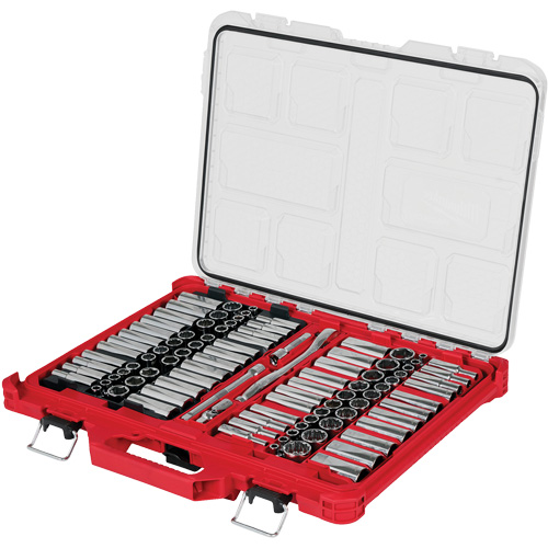 Metric/SAE Ratchet & Socket Set with PACKOUT Low-Profile Organizer, 98 Pcs, 3/8" Drive Size Cantin et fils