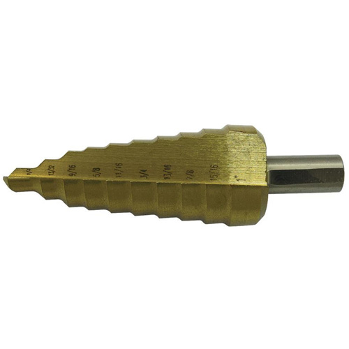 JET-KUT&reg; Super Premium 11-Step Step Drill, 1/4" - 1-3/8" , 7/8"/1"/1/4"/1-3/8"/1-1/8"/1-1/4"/13/16"/25/64"/35/64"/11/16"/1-7/32" Increments, High Speed Steel Cantin et fils