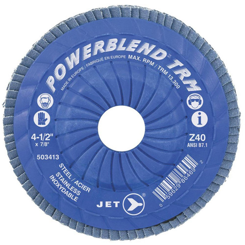 Disque &agrave; lamelles ajustables POWERBLEND TRM, 4-1/2" x 7/8", Type 29, Grain Z120, Alumine de zirconium Cantin et fils