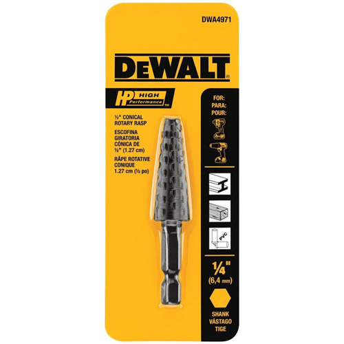 R&acirc;pe rotative conique haute performance 1/2" avec tige hexagonale 1/4" Cantin et fils