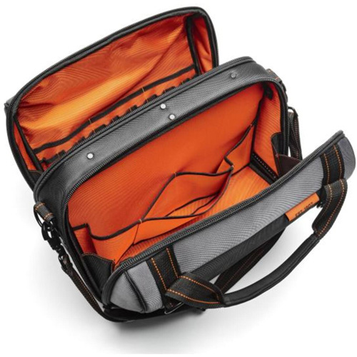 Sac ouvert de 17" pour outils d'ouvrier, Polyester, 3 pochettes, Noir/Gris/Orange Cantin et fils