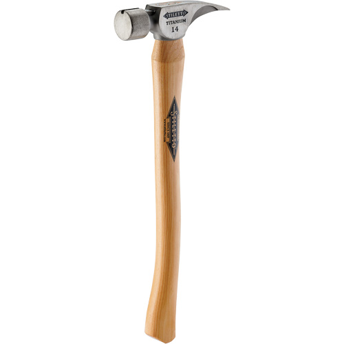 Titanium Smooth Face Hammer with Curved Hickory Handle, 14 oz., Wood Handle, 18" L Cantin et fils