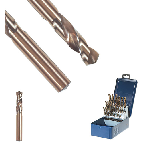Jeu de forets &agrave; diam&egrave;tres num&eacute;rot&eacute;s SST+, 1/16", Acier rapide, Cannelure 3/8", Pointe de 135° Cantin et fils