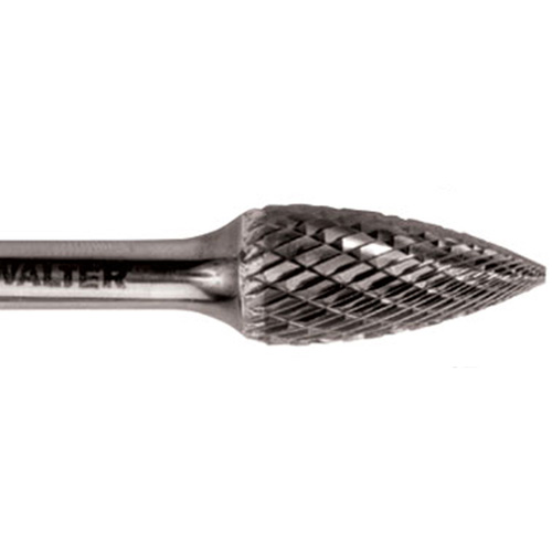 Double Cut Tapered Burr, SG-5, 1/2" Dia., 1/4" Shank, 1" Depth of Cut Cantin et fils