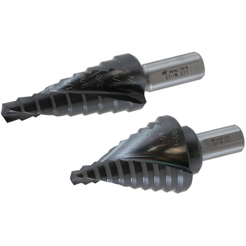 Multi-Step Drill Bit, 1/4" - 1-3/8" , 1/8" Increments, High Speed Steel Cantin et fils