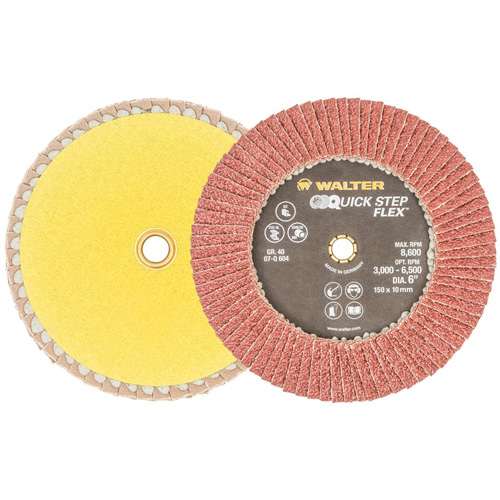 Disque &agrave; lamelles QUICK-STEP FLEX, 6" x Type 29, Grain 40, Oxyde d'aluminium Cantin et fils