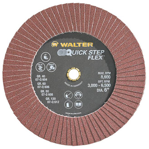 Disque &agrave; lamelles QUICK-STEP FLEX, 6" x Type 29, Grain 80, Oxyde d'aluminium Cantin et fils