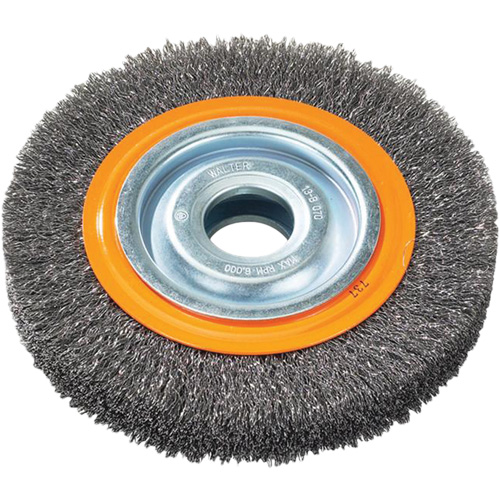 Brosse rotative, 7" dia., Fils 0,118", Arbre 1-1/4" Cantin et fils