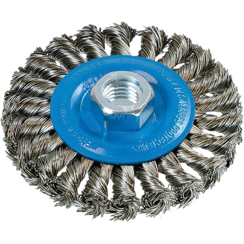 Brosse rotative &agrave; fils nou&eacute;s large, Arbre 5/8"-11, Acier Cantin et fils