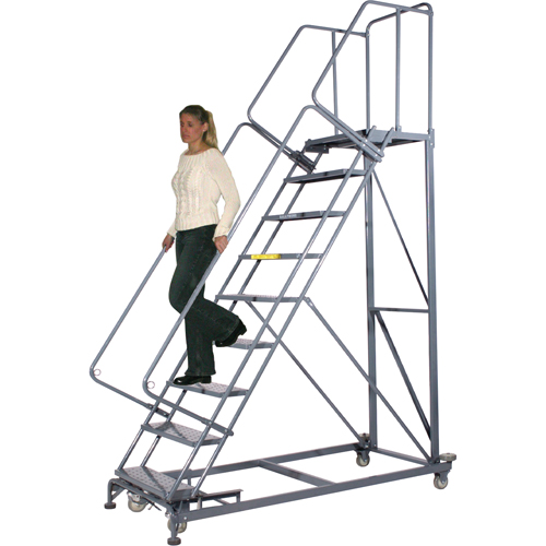 Heavy-Duty Stairway Slope Ladders, 11 Steps, Perforated, 50° Incline, 110" High Cantin et fils