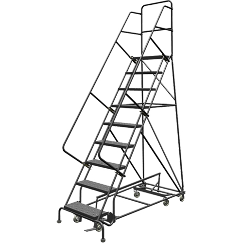 All Directional Rolling Ladder, 9 Steps, 24" Step Width, 90" Platform Height, Steel Cantin et fils