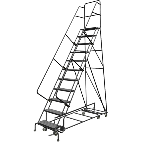 All Directional Rolling Ladder, 11 Steps, 24" Step Width, 110" Platform Height, Steel Cantin et fils