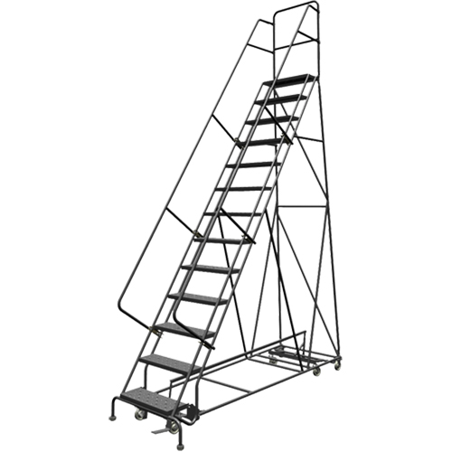 All Directional Rolling Ladder, 13 Steps, 24" Step Width, 130" Platform Height, Steel Cantin et fils