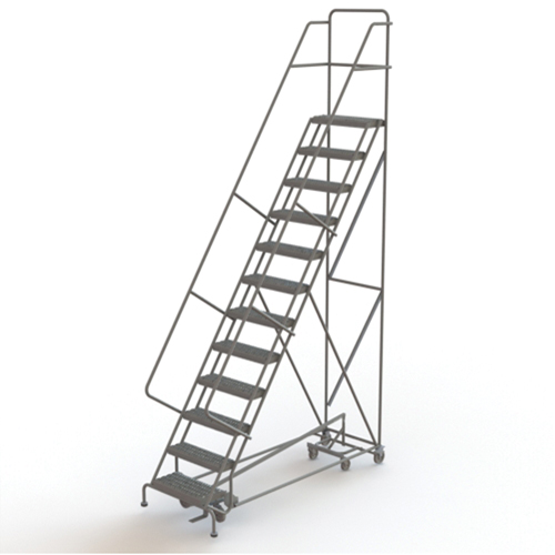 All Directional Rolling Ladder, 12 Steps, 24" Step Width, 120" Platform Height, Steel Cantin et fils