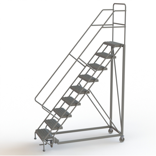 Safety Slope Rolling Ladder, 9 Steps, Serrated, 50° Incline, 90" High Cantin et fils
