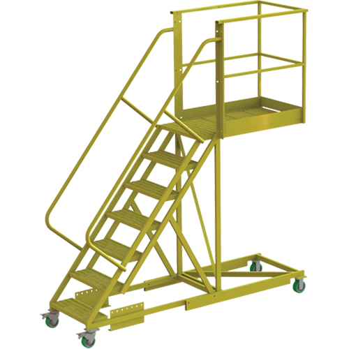 Cantilever Rolling Ladder, Supported, 7 Steps, 40" Platform Depth, 70" Platform Height Cantin et fils