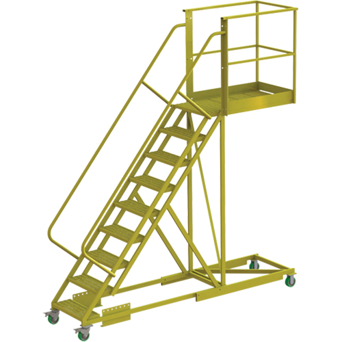 Cantilever Rolling Ladder, Supported, 9 Steps, 40" Platform Depth, 90" Platform Height Cantin et fils