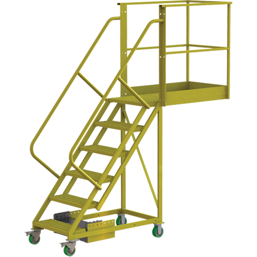Cantilever Rolling Ladder, Unsupported, 6 Steps, 40" Platform Depth, 60" Platform Height Cantin et fils