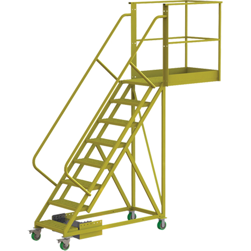 Cantilever Rolling Ladder, Unsupported, 8 Steps, 40" Platform Depth, 80" Platform Height Cantin et fils