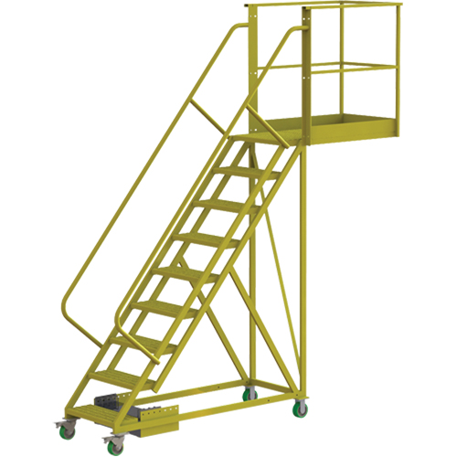 Cantilever Rolling Ladder, Unsupported, 9 Steps, 40" Platform Depth, 90" Platform Height Cantin et fils