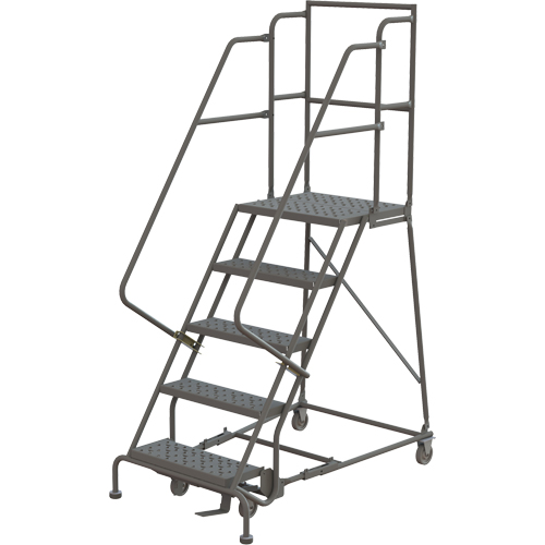 Deep Top Step Rolling Ladder, 5 Steps, 16" Step Width, 50" Platform Height, Steel Cantin et fils