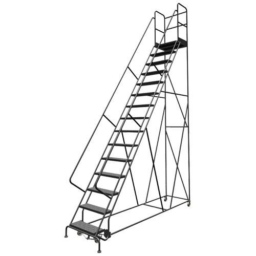 Deep Top Step Rolling Ladder, 16 Steps, 24" Step Width, 160" Platform Height, Steel Cantin et fils