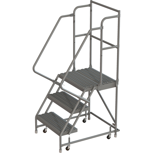 Deep Top Step Rolling Ladder, 3 Steps, 16" Step Width, 30" Platform Height, Steel Cantin et fils