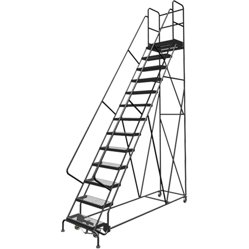 Deep Top Step Rolling Ladder, 13 Steps, 24" Step Width, 130" Platform Height, Steel Cantin et fils