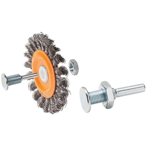 Reversible Mounted Knot-Twisted Wire Wheel, 3" Dia., 0.0118" Fill, 1/2" Arbor, Steel Cantin et fils