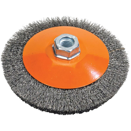 Saucer Crimped Wire Wheel, 5" Dia., 0.012" Fill, 5/8"-11 Arbor Cantin et fils