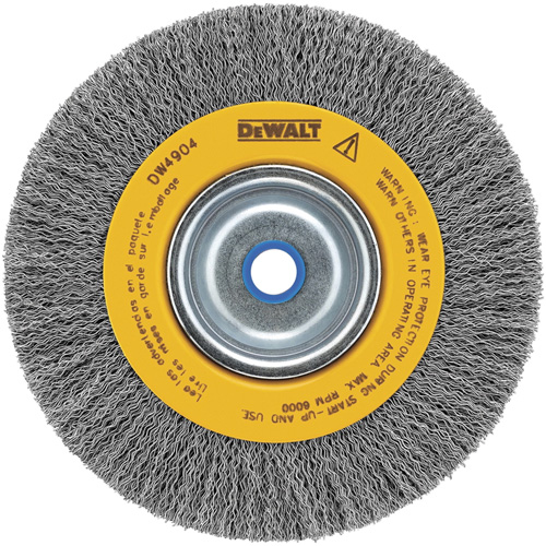 Crimped Bench Wire Brush, 6" Dia., 0.014" Fill, 5/8" - 1/2" Arbor Cantin et fils