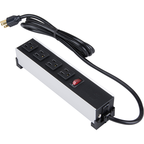Indoor Brushed Aluminum Power Bar, 4 Outlet(s), 6' Cantin et fils