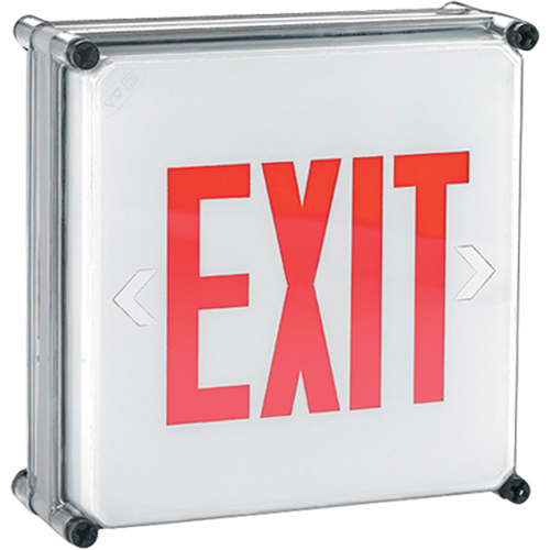 Aqua NEMA 4x Exit Signs, LED, Hardwired, 11-3/4" L x 11-3/4" W, English Cantin et fils
