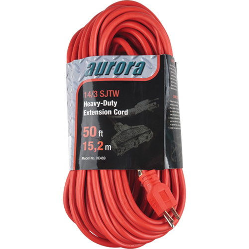 Vinyl Extension Cord, Outdoor, SJTW, 14/3 AWG, 15 A, 3 Outlet(s), 50' Cantin et fils
