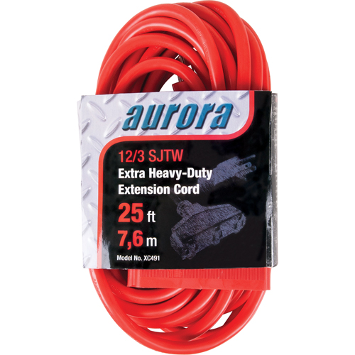Vinyl Extension Cord, Outdoor, SJTW, 12/3 AWG, 15 A, 3 Outlet(s), 25' Cantin et fils
