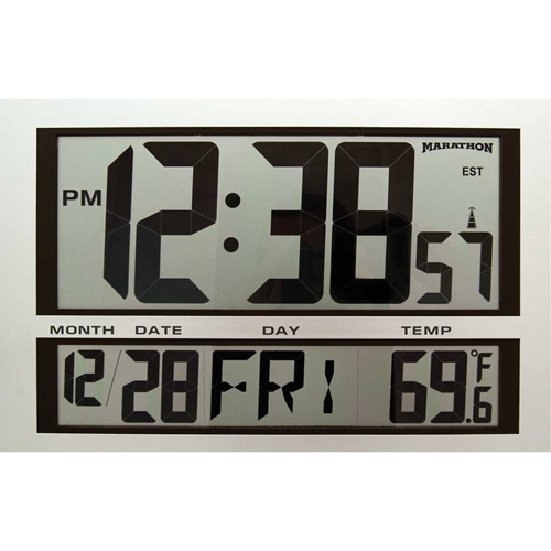 Horloge g&eacute;ante, Num&eacute;rique, &agrave; piles, 16,5" la x 1,7" p x 11" h, Argent Cantin et fils