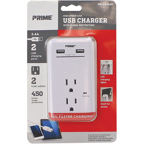 Prime&reg; USB Charger with Surge Protector Cantin et fils