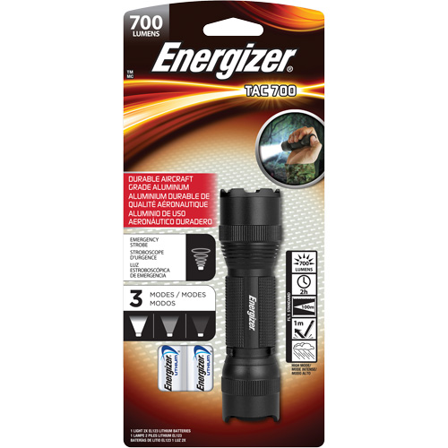 TAC 700 Flashlight, LED, 700 Lumens, CR123 Batteries Cantin et fils