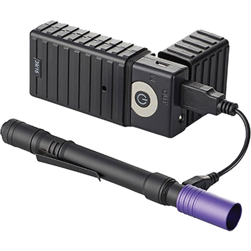 Lampe stylo UV avec port de recharge micro USB Stylus Pro, DEL, Corps en Aluminium, piles Rechargeable, Compris Cantin et fils