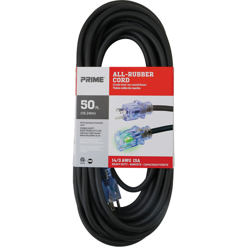 Cordon rallonge All-Rubber, Ext&eacute;rieur, SJOOW, AWG 14/3, 15 A, 50' Cantin et fils