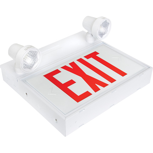 Enseigne de sortie avec &eacute;clairage de s&eacute;curit&eacute;, DEL, &agrave; piles/&agrave; raccordement fixe, 12-1/10" lo x 11" la, Anglais Cantin et fils