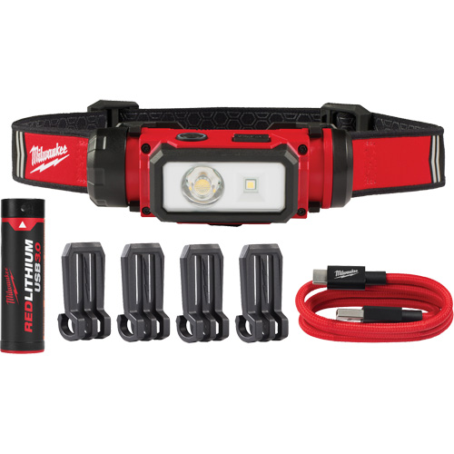 REDLITHIUM USB Hardhat Headlamp, LED, 600 Lumens, 5 Hrs. Run Time, Rechargeable Batteries Cantin et fils