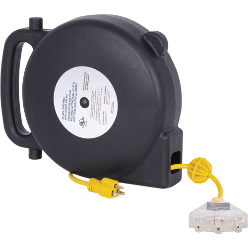 JPCR-1450 ABS Extension Cord Reel, Indoor/Outdoor, SJTW, 14 AWG, 13 A, 45' Cantin et fils