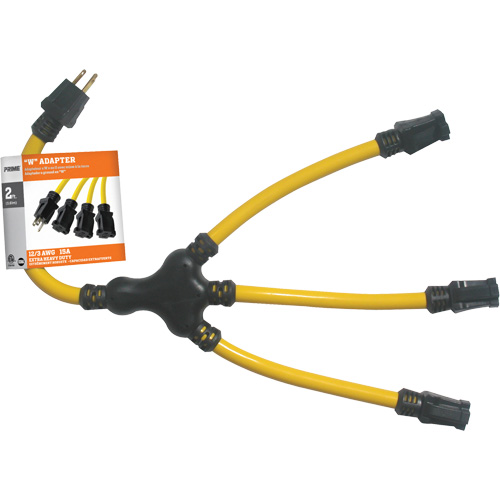Adaptateur en W, Ext&eacute;rieur, STW, AWG 12/3, 15 A, 3 prise(s), 2' Cantin et fils