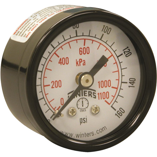 Economy Pressure Gauge, 1-1/2" , 0 - 160 psi, Back Mount, Analogue Cantin et fils