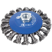 Brosse conique &agrave; m&egrave;ches torsad&eacute;es, Dia. 5", Fils 0,02", Arbre 5/8"-11NC Cantin et fils