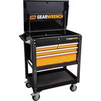 Chariot utilitaire, 4 tiroirs, 33" lo x 21" la x 42" h, Noir/Orange Cantin et fils