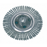 Brosse rotative &agrave; fils nou&eacute;s, pour passe de fond, Dia. 4-7/8", Fils 0,02", Arbre 5/8"-11, Acier Cantin et fils